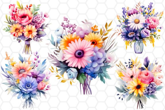 Download Watercolor Flower Bouquet Clipart PNG - Flower bouquet Collection