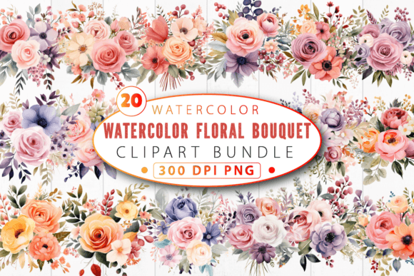 Download Watercolor Floral Bouquet Clipart Bundle - Premium Bundle