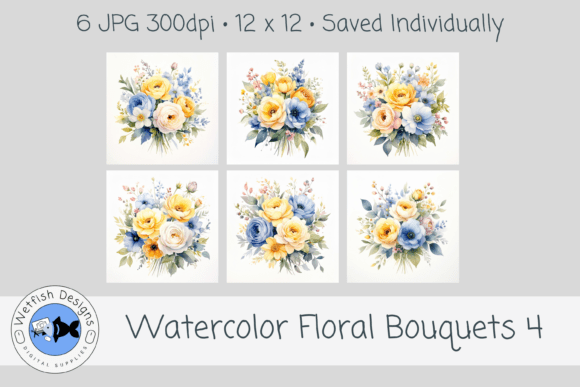 Download Watercolor Floral Bouquets 4 - Watercolor floral bouquet Collection