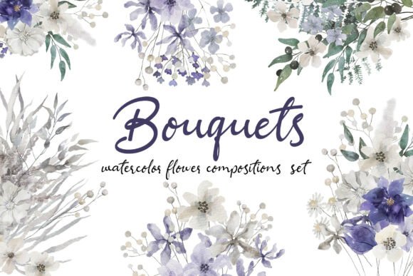 Download Ivory &amp; Violet Flower Bouquets Art Set - Flower bouquet Collection