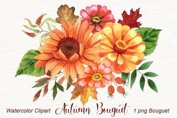 Download Watercolor Autumn Flower Bouquet - Flower bouquet Collection