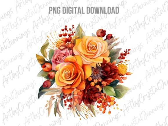 Download Autumn Watercolor Floral Bouquet PNG - Premium Resources